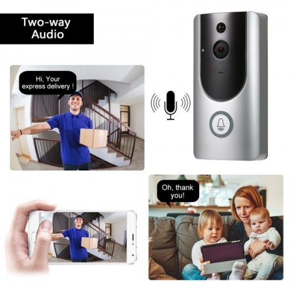 HD 1080P WiFi Smart Wireless Security Doorbell with 8G TF Card 1 Wireless Doorbell Chime