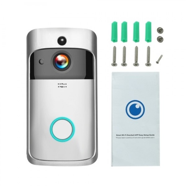 HD 720P Smart WiFi  Security DoorBell without batteries Silver