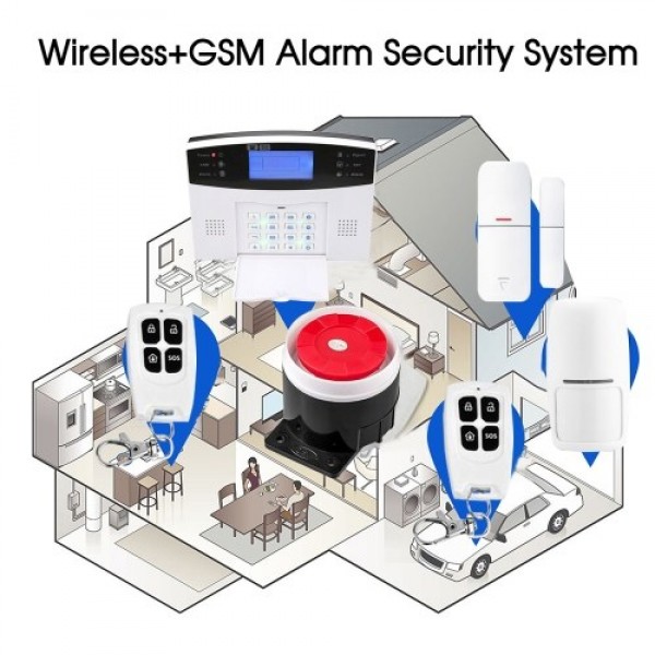 Security Alarm System  Kit Auto Dial GSM Home Security Wireless Alarm System GSM Home Security Alarm System Motion Sensor Door/W