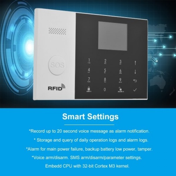 Smart Home Burglar Security Alarm System Tuya 433MHz Wireless WiFi + GSM + GPRS 3G SMS Auto-dial Alarm Security System LCD Displ