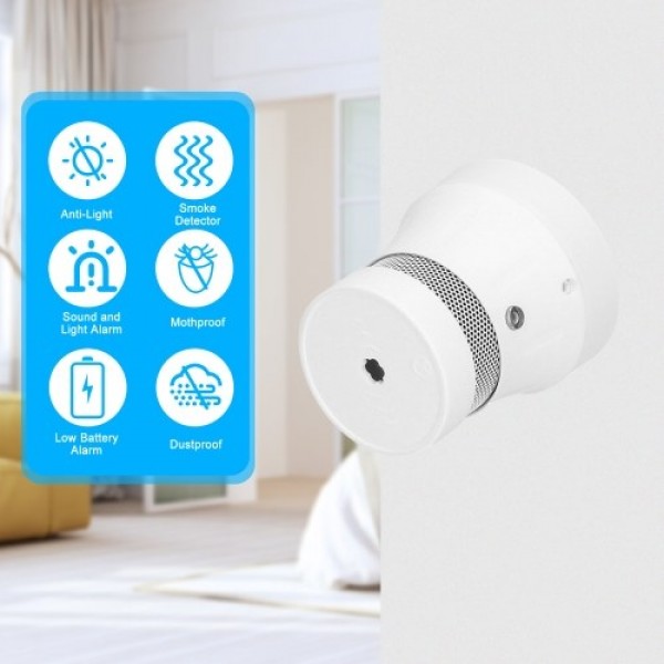 Smart WiFi Standalone Photoelectric Smoke Alarm Tuya APP Control Alarm System Independent Smoke Detector High Sensitive Fire Pro