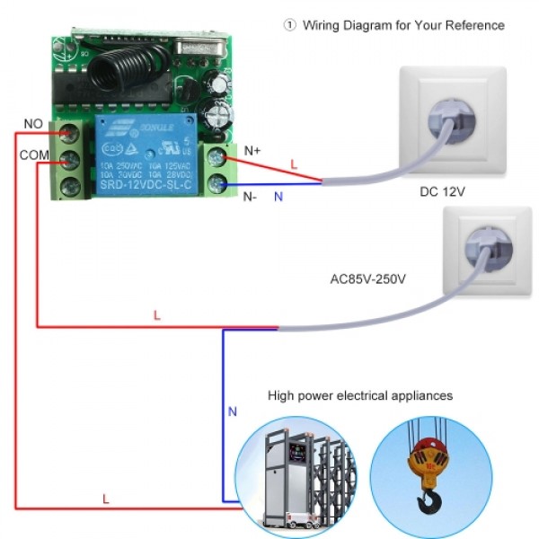 433MHz DC12V 1CH RF Wireless Remote Control