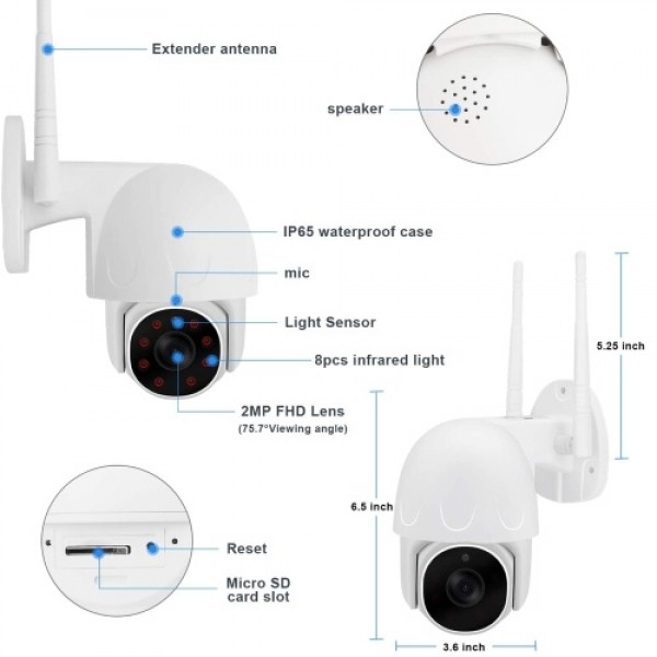 1080P Pan/Tilt 2.4G WiFi Home Surveillance Camera
