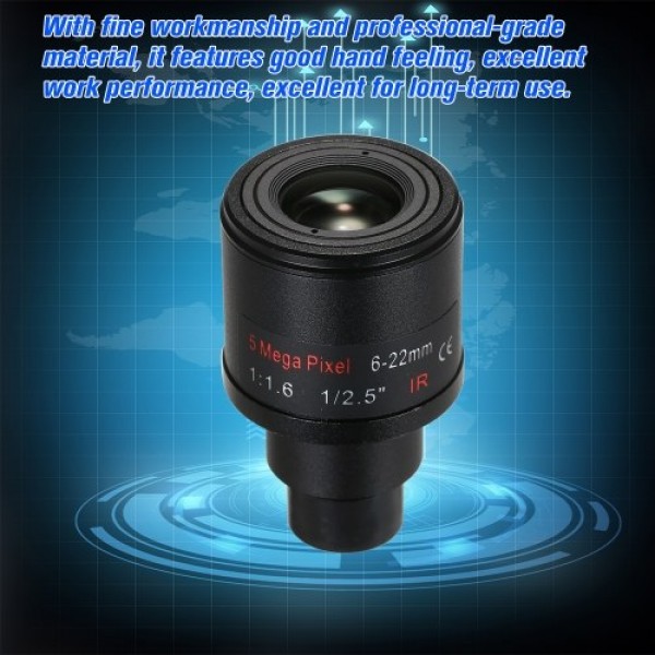 5.0 Megapixel Varifocal 6-22mm  Manual Focus Zoom 1/2.5"CCTV Camera Lens For Security Cameras