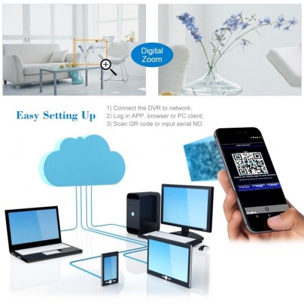 4CH 1080P Full High Definition Hybrid AHD/ONVIF IP/Analog/TVI/CVI/ DVR CCTV Digital Video Recorder DVR P2P Remote Phone Monitori