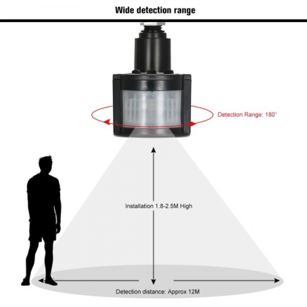 Outdoor 180 Degree PIR Induction Motion Sensor Detector